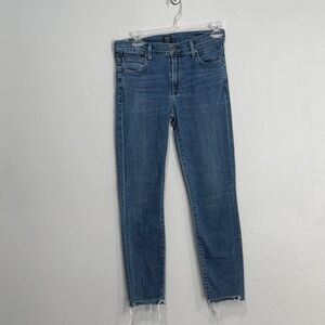 Citizens of Humanity Rocket Petite High Rise Skinny Jeans Blue Raw Hem crop 27